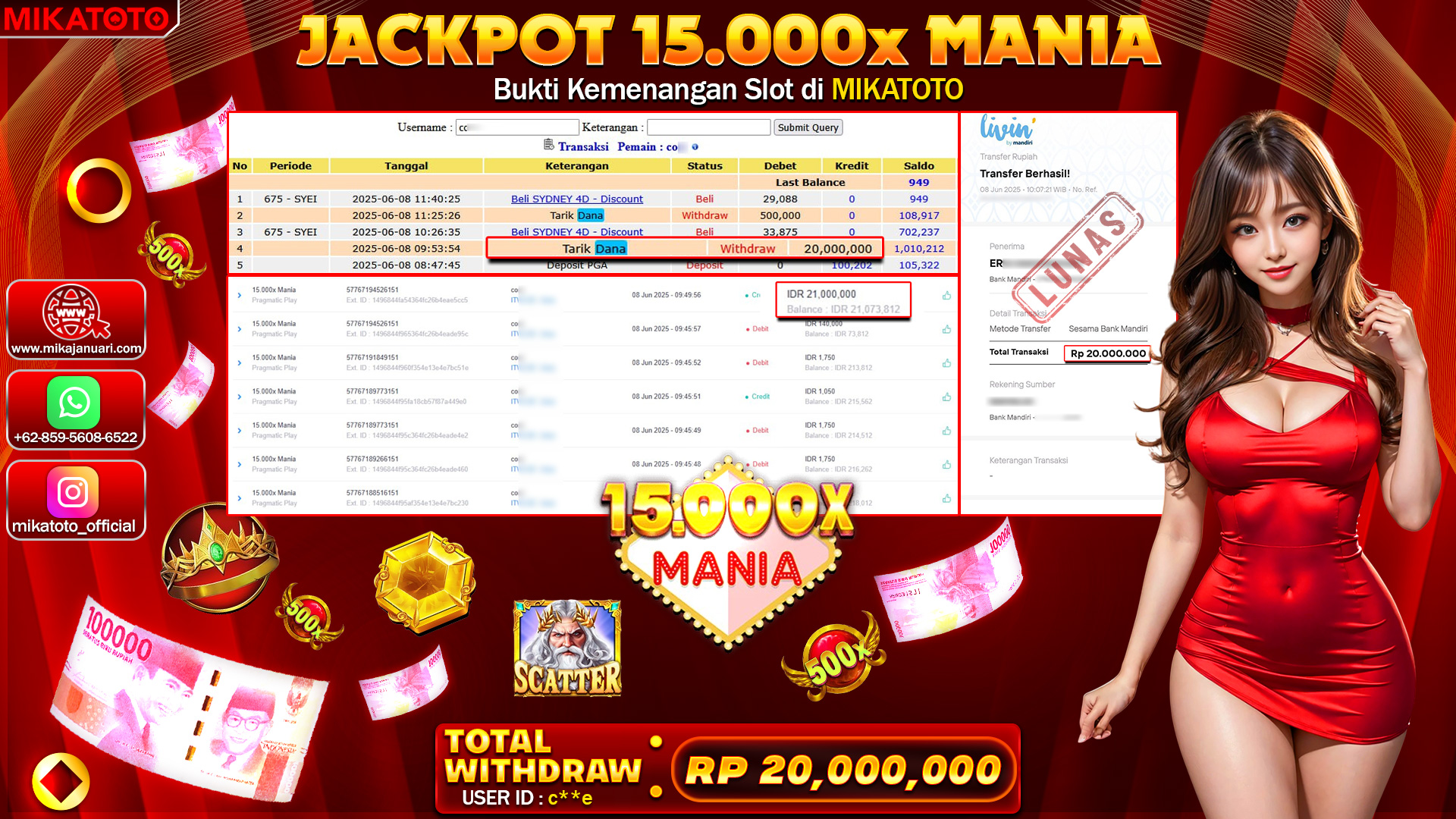 🏆 SELAMAT KEPADA PEMENANG JACKPOT DI SLOT MANIA 20,000,000🏆
