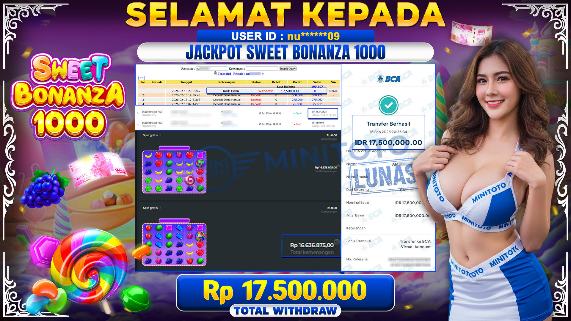 JACKPOT Sweet Bonanza 1000 - Pragmatic Play