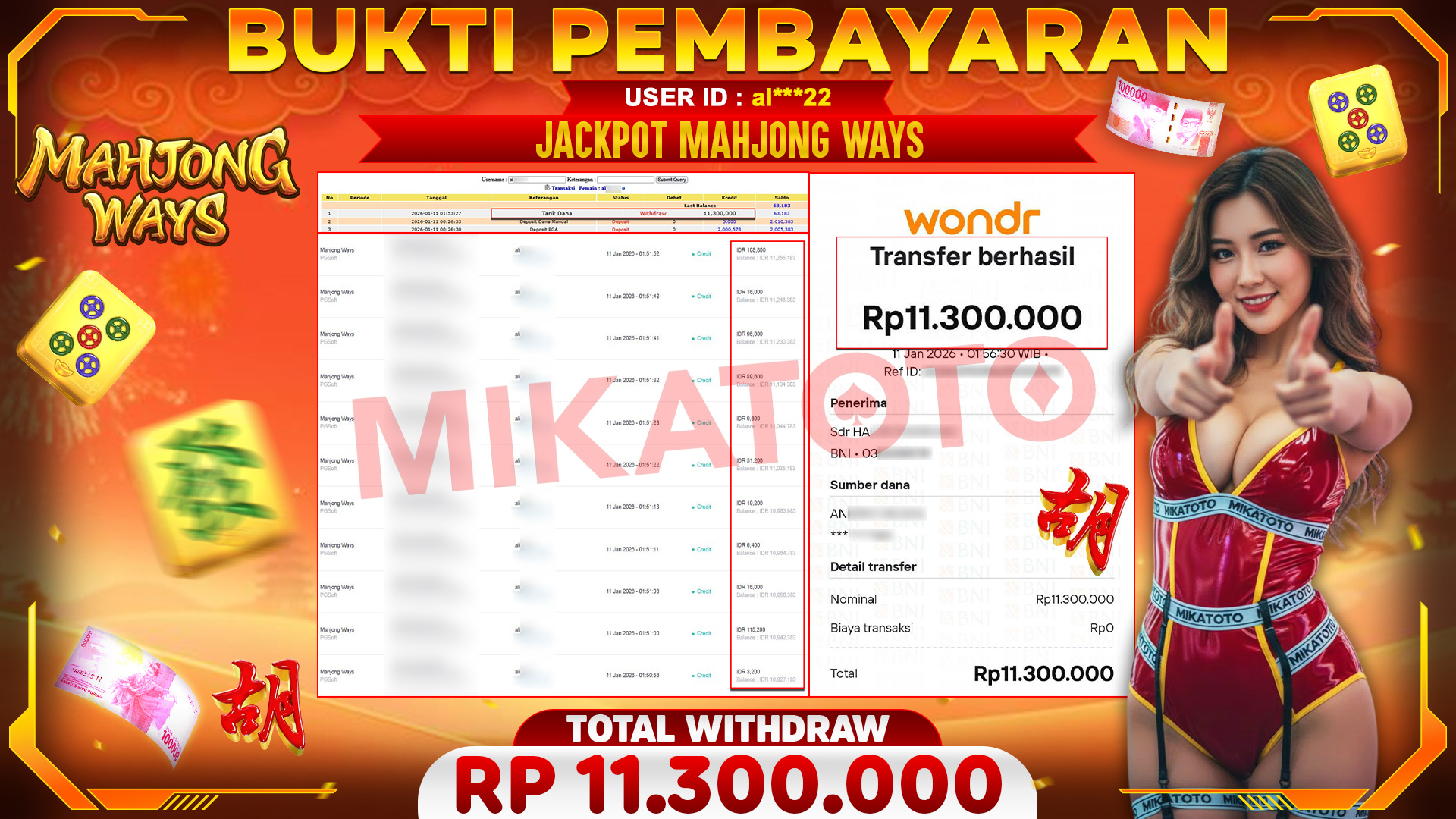 🏆 SELAMAT KEPADA PEMENANG JACKPOT DI Mahjong Ways - PGSoft 11,300,000🏆
