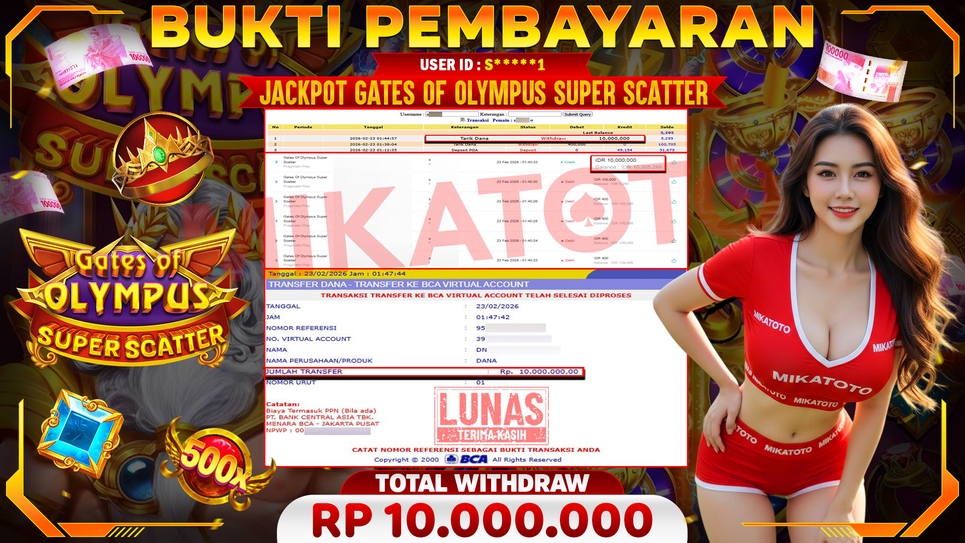 🏆 SELAMAT KEPADA PEMENANG JACKPOT DI Gates Of Olympus Super Scatter - Pragmatic Play 10,000.000🏆