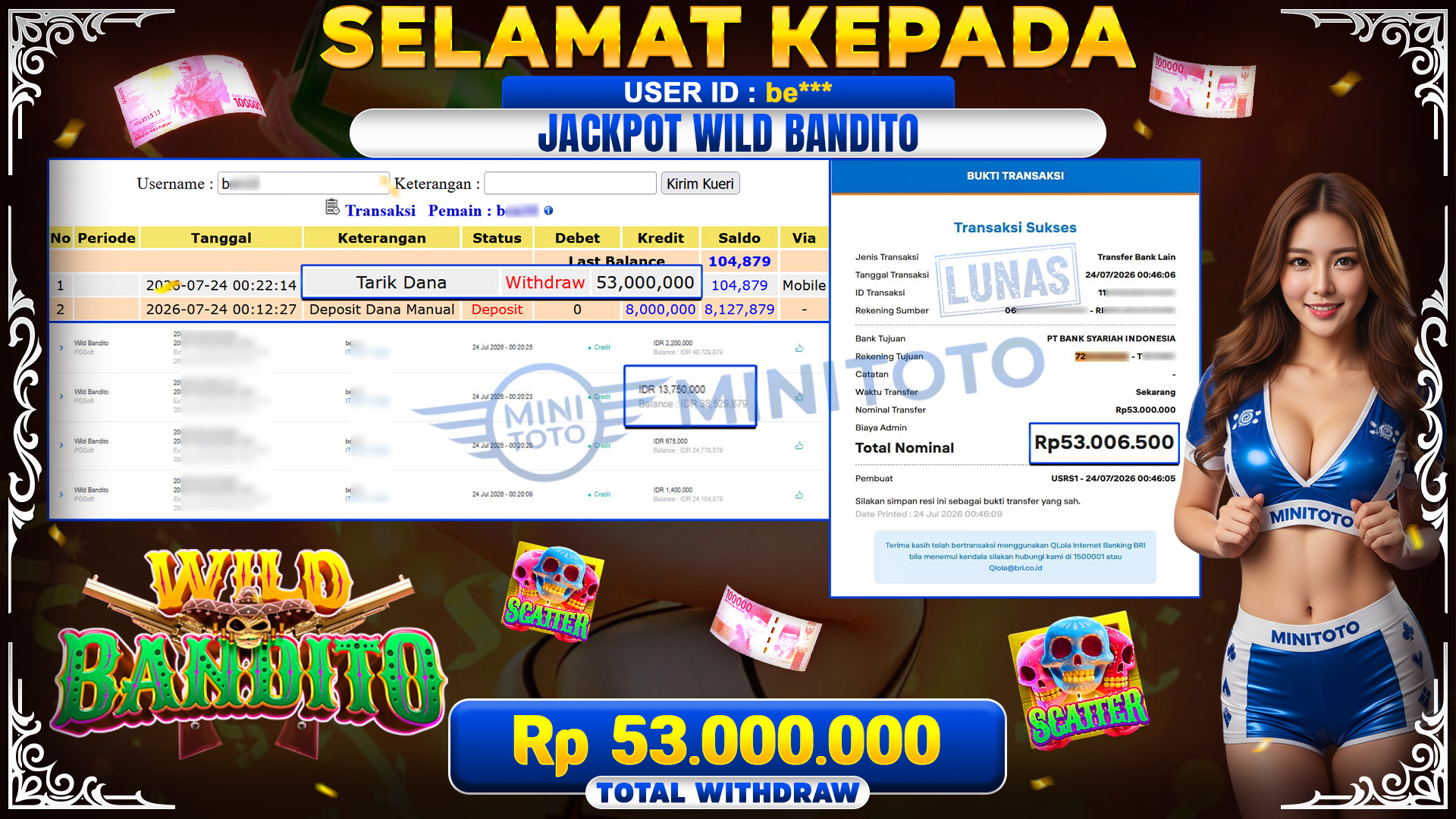 BUKTI JACKPOT WILD BANDITO - PG SOFT