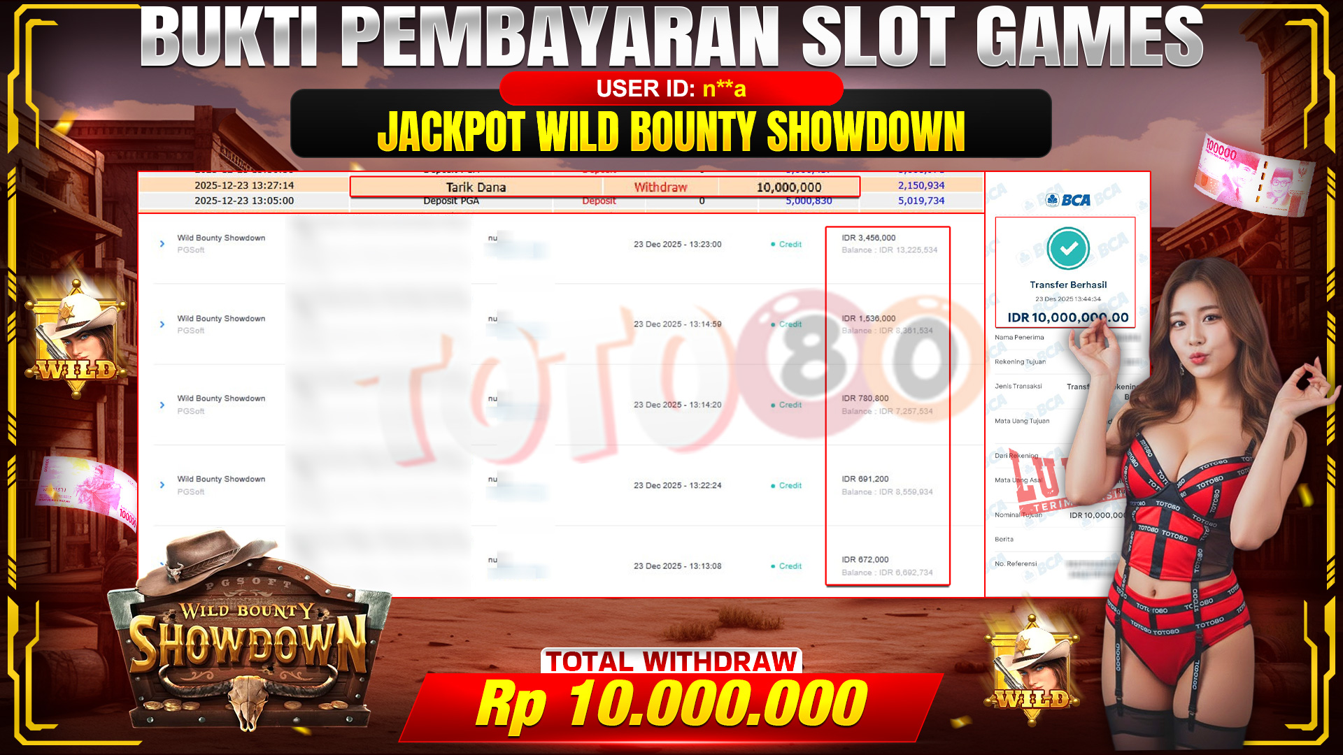 🎉 TOTO80 – JACKPOT SLOT WILD BOUNTY SHOWDOWN  RP. 10,000,000,- TELAH DIBAYARKAN! 🎉