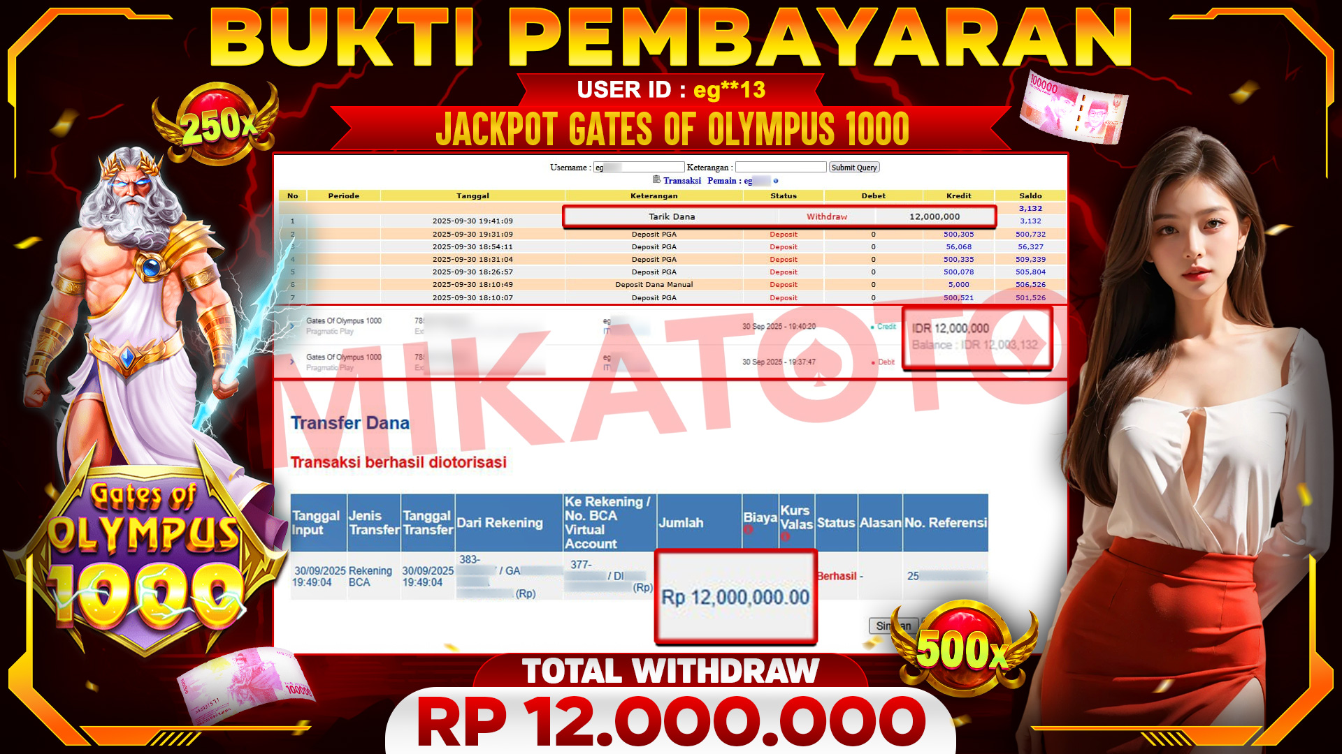 🏆 SELAMAT KEPADA PEMENANG JACKPOT DI Gates Of Olympus 1000 - Pragmatic Play 12,000,000🏆