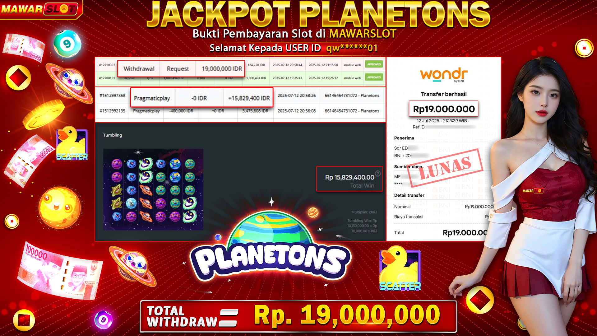 Ledakan Galaksi Hoki! Jackpot Rp19 Juta Mendarat di PLANETONS Mawarslot