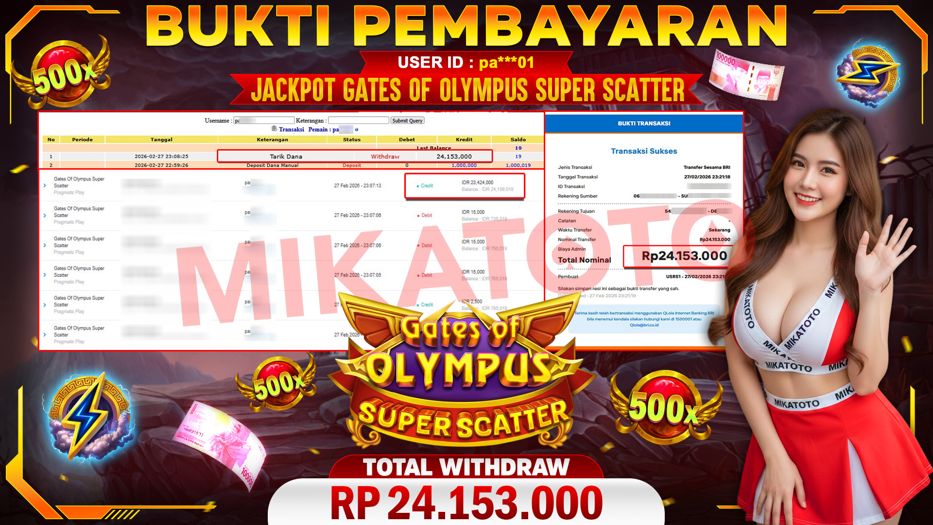 🏆 SELAMAT KEPADA PEMENANG JACKPOT DI Gates Of Olympus Super Scatter - Pragmatic Play 24,153.000🏆