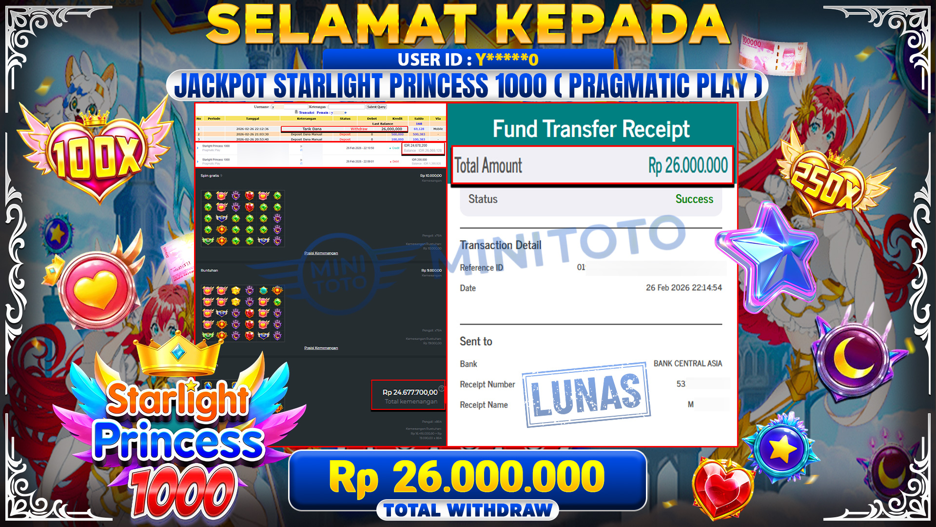 BUKTI JACPOTO STARLIGHT  PRINCES 1000 - Pragmatic Play