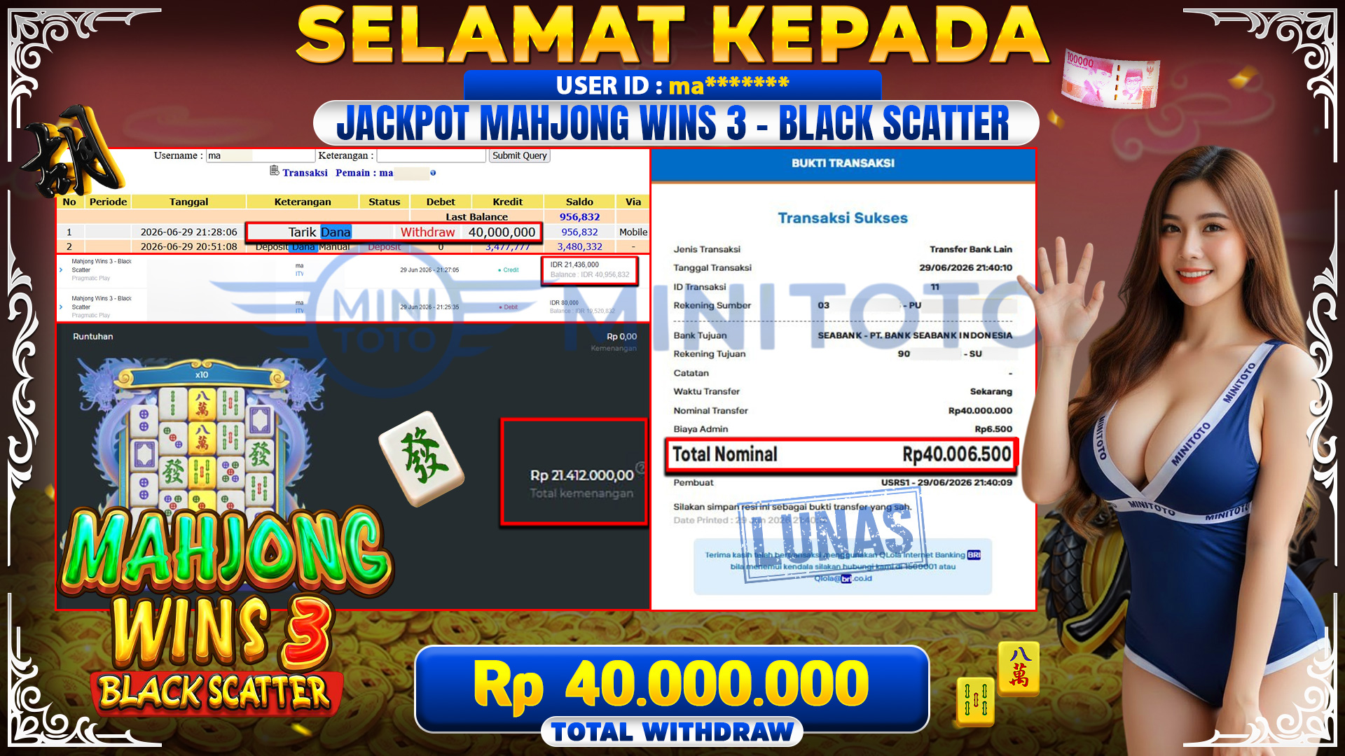 BUKTI JACKPOT SLOT MAHJONG WINS 3 BLACK SCATTER