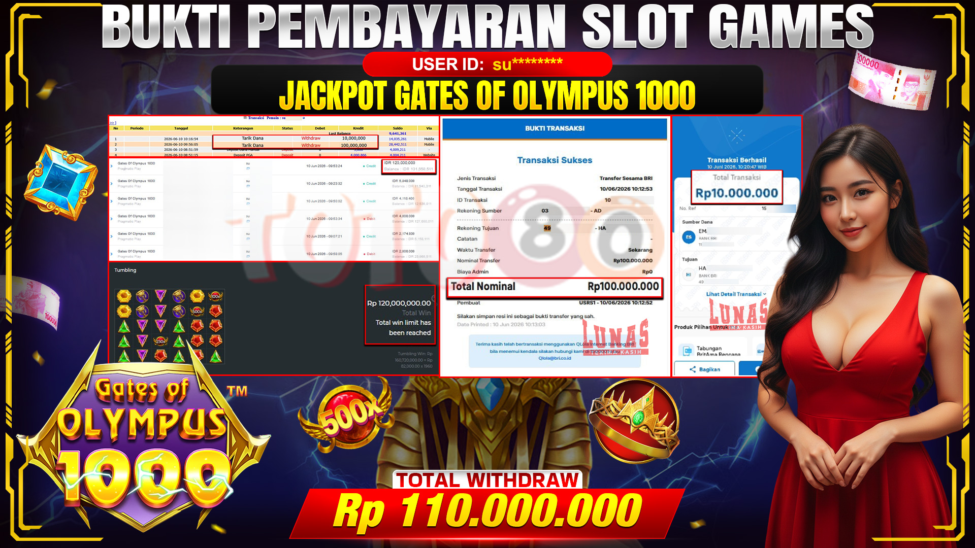 💰🎉 TOTO80 – JACKPOT SLOT GATES OF OLYMPUS 1000  RP. 110,000,000,- TELAH DIBAYARKAN!💰🎉