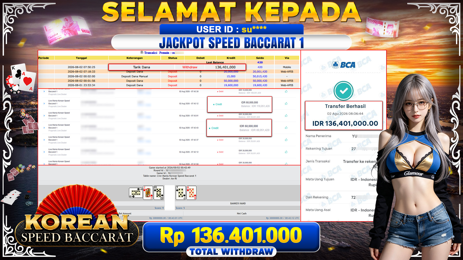 BUKTI JACKPOT LIVE MANIA KOREAN SPEED BACCARAT 1 - PRAGMATIC LIVE DEALER