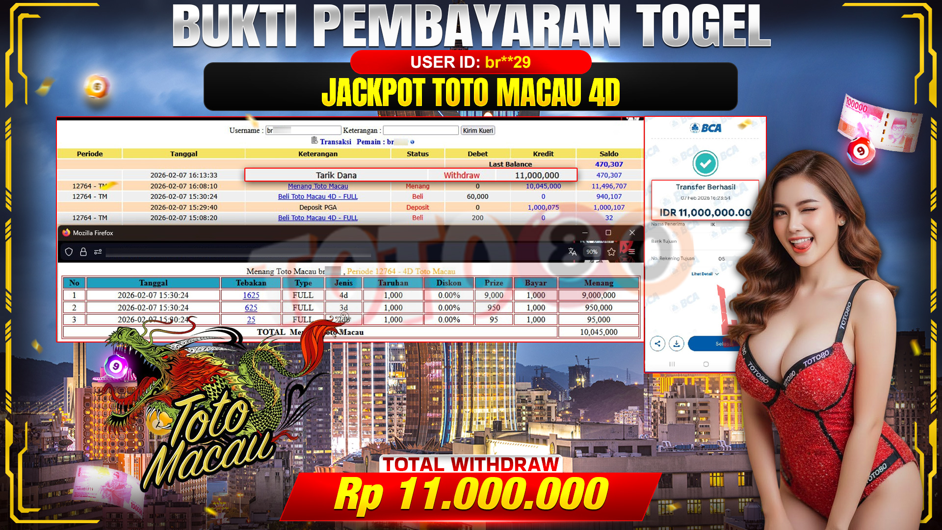 🎉 TOTO80 – JACKPOT TOGEL TOTO MACAU 4D RP. 11,000,000,- TELAH DIBAYARKAN! 🎉