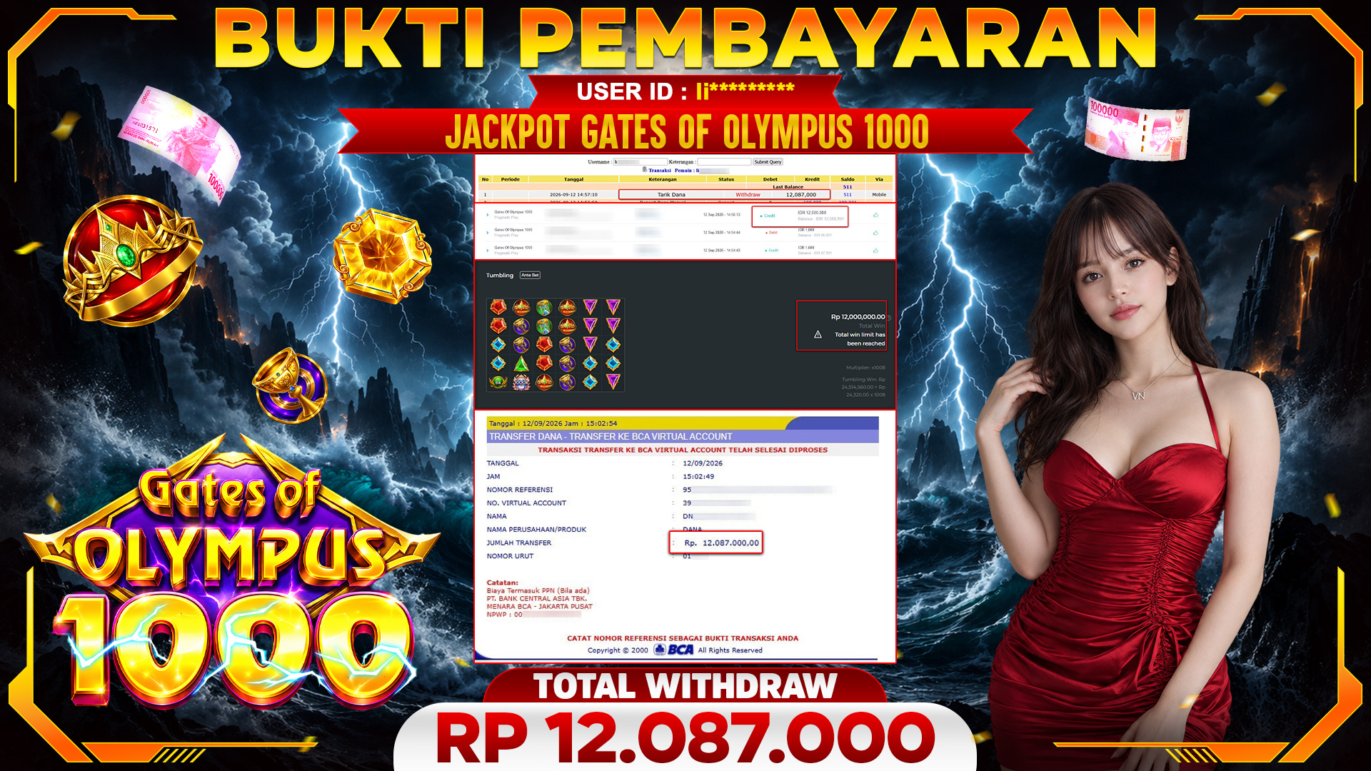 🏆 SELAMAT KEPADA PEMENANG JACKPOT DI Gates Of Olympus 1000   - Pragmatic Play 12,087,000 🏆