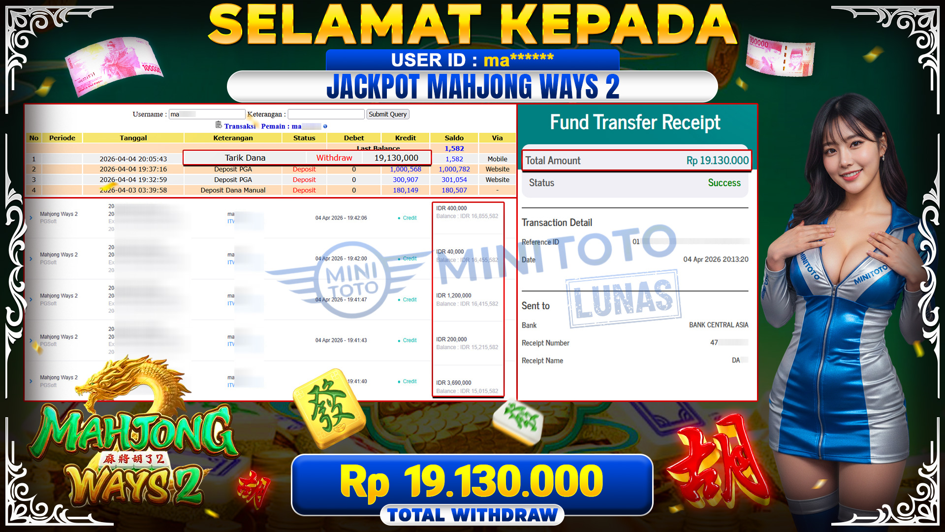 BUKTI JACPOT Mahjong Ways 2  - PGSoft
