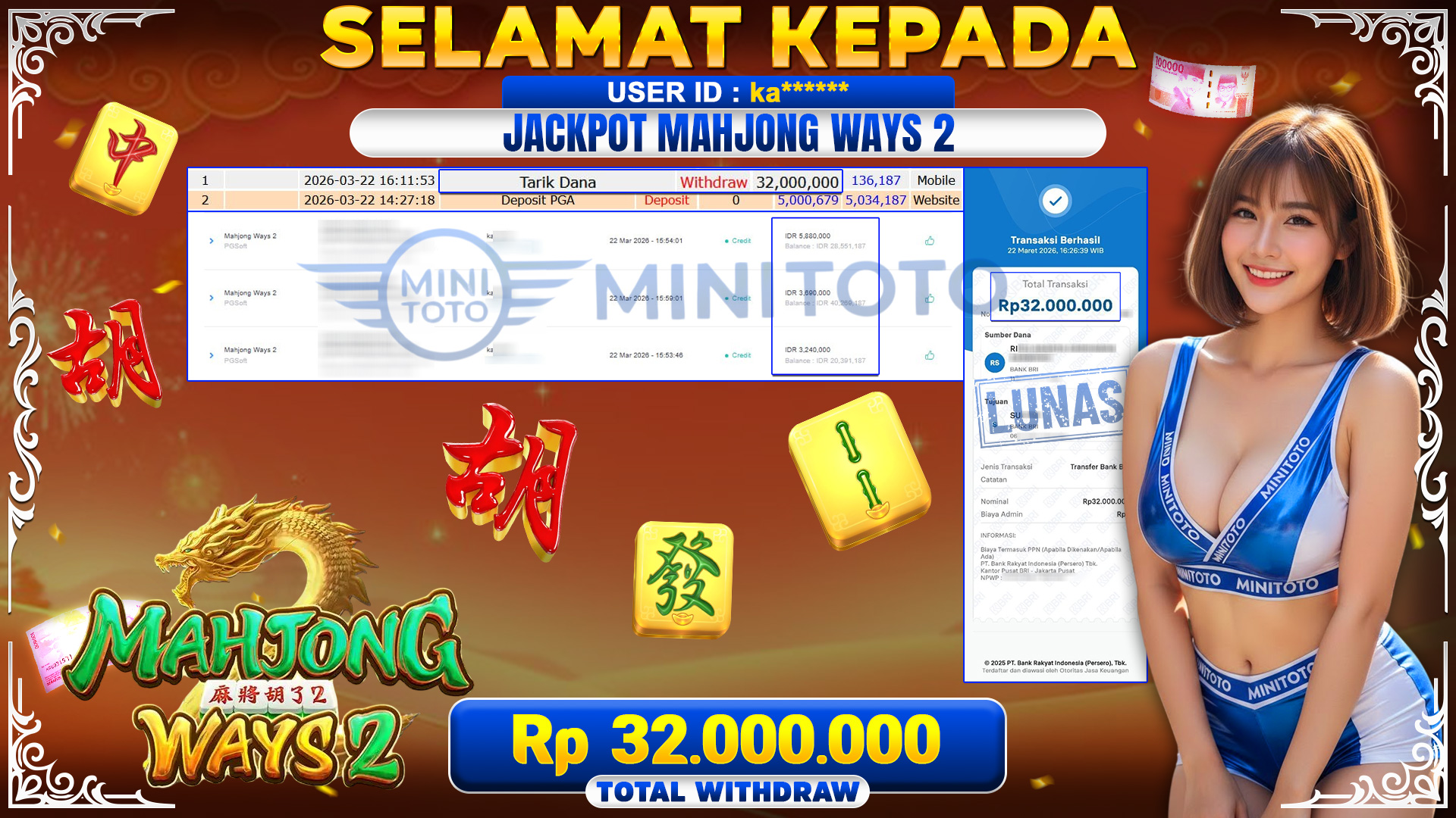 BUKTI JACPOT Mahjong Ways  - PGSoft