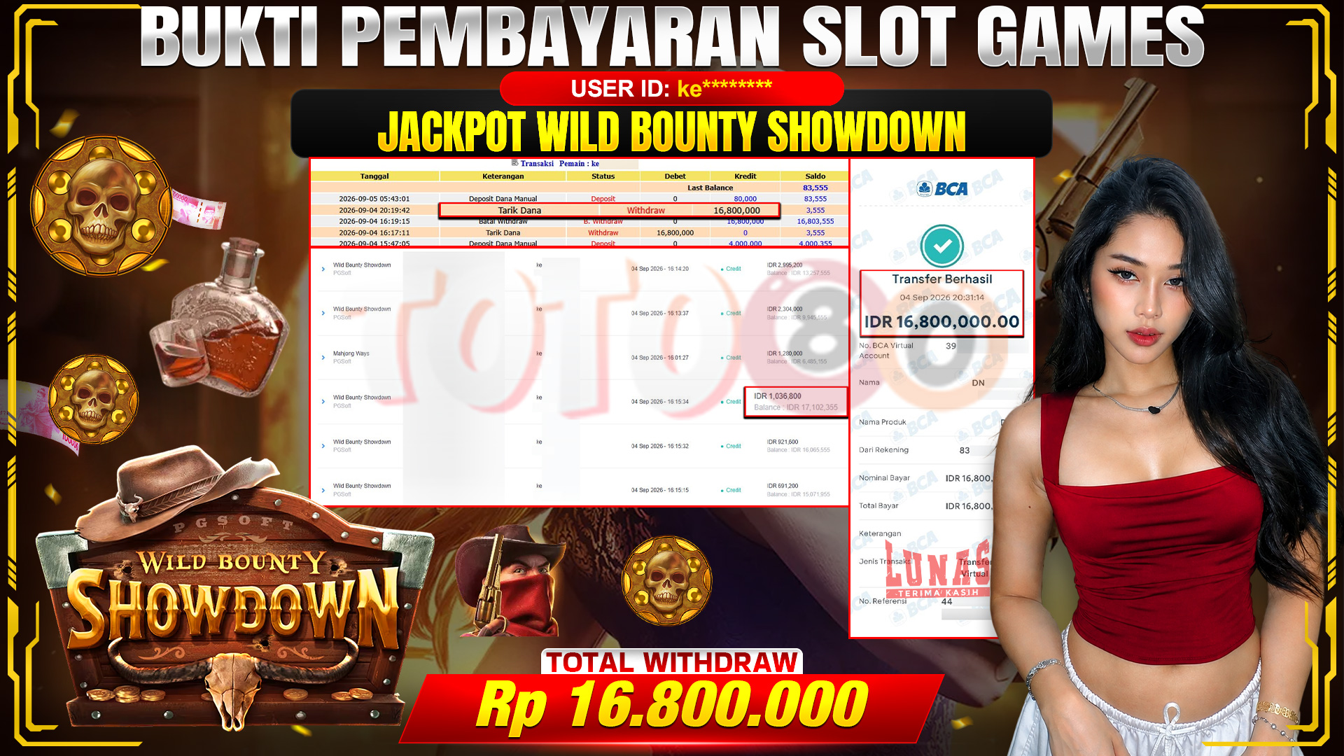 💰🎉 TOTO80 – JACKPOT SLOT WILD BOUNTY SHOWDOWN  RP. 16.800.000,- TELAH DIBAYARKAN!💰🎉