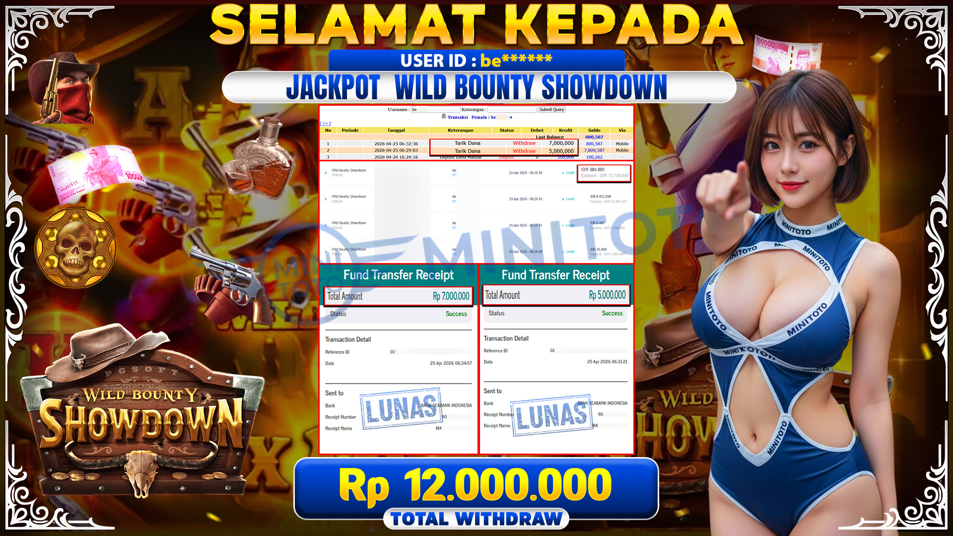 BUKTI JACPOT Wild Bounty Showdown - PGSoft