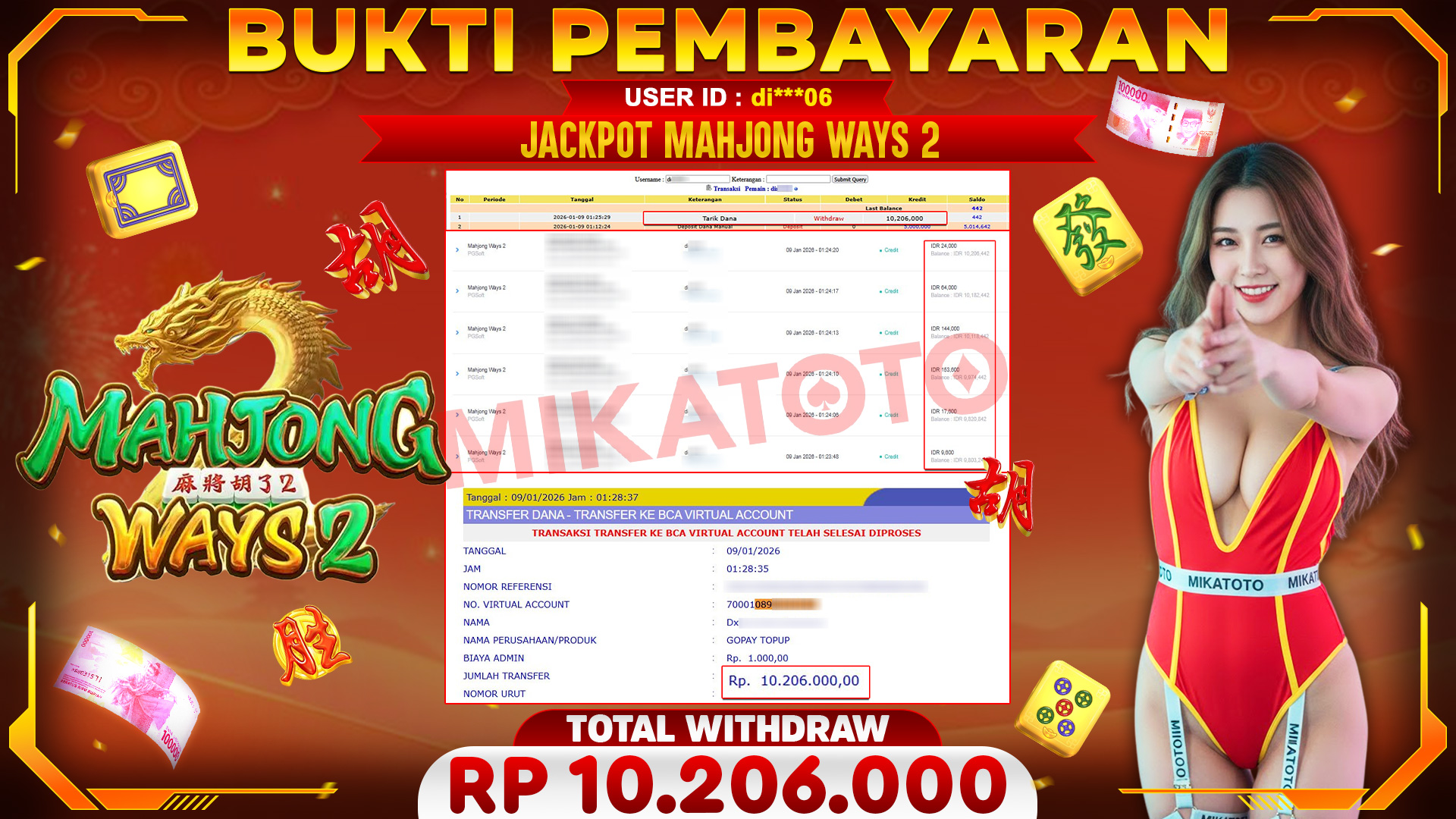 🏆 SELAMAT KEPADA PEMENANG JACKPOT DI Mahjong Ways 2 - PGSoft 10,206,000🏆