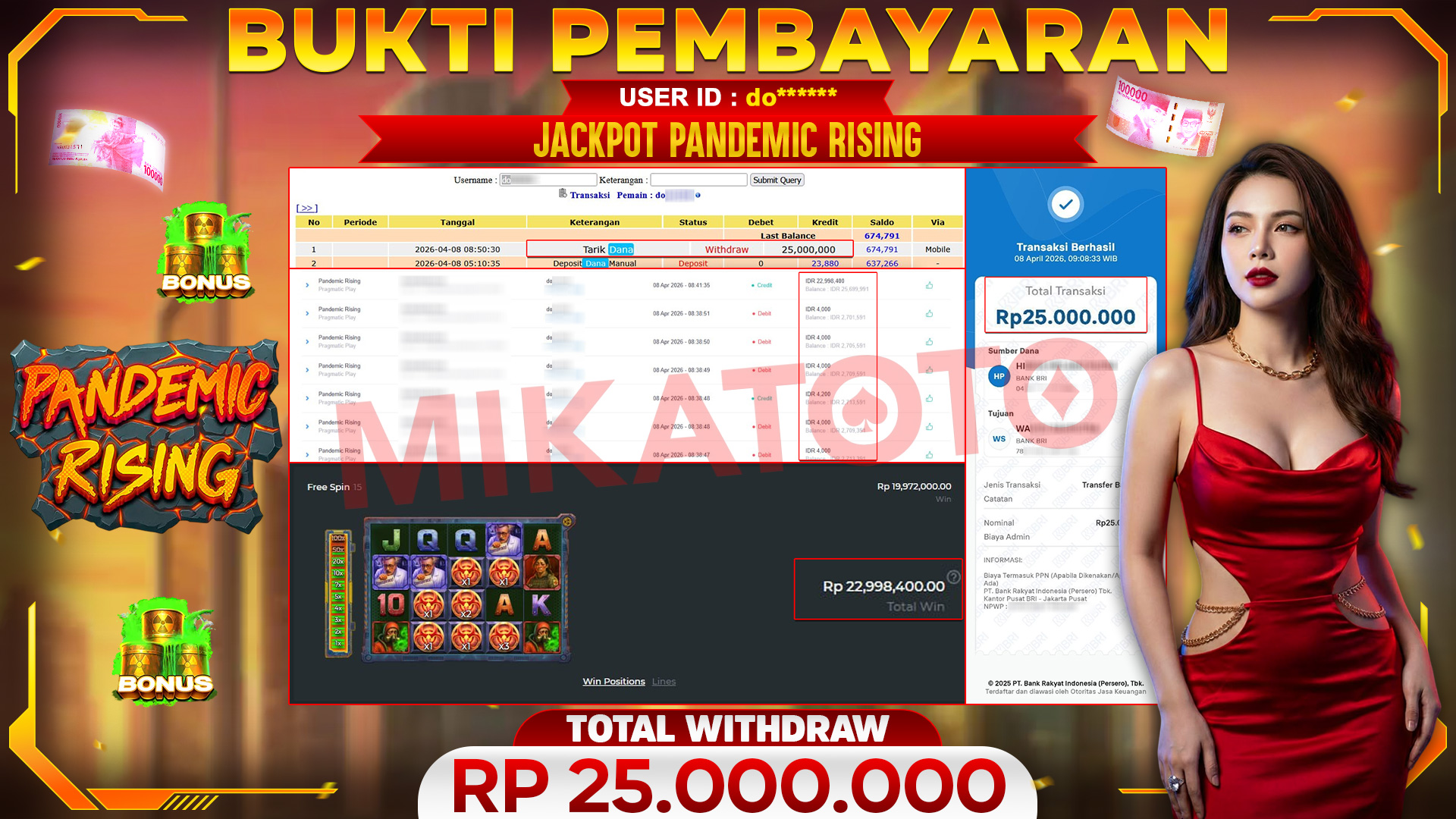 🏆 SELAMAT KEPADA PEMENANG JACKPOT DI Pandemic Rising - Pragmatic Play 25,000,000🏆