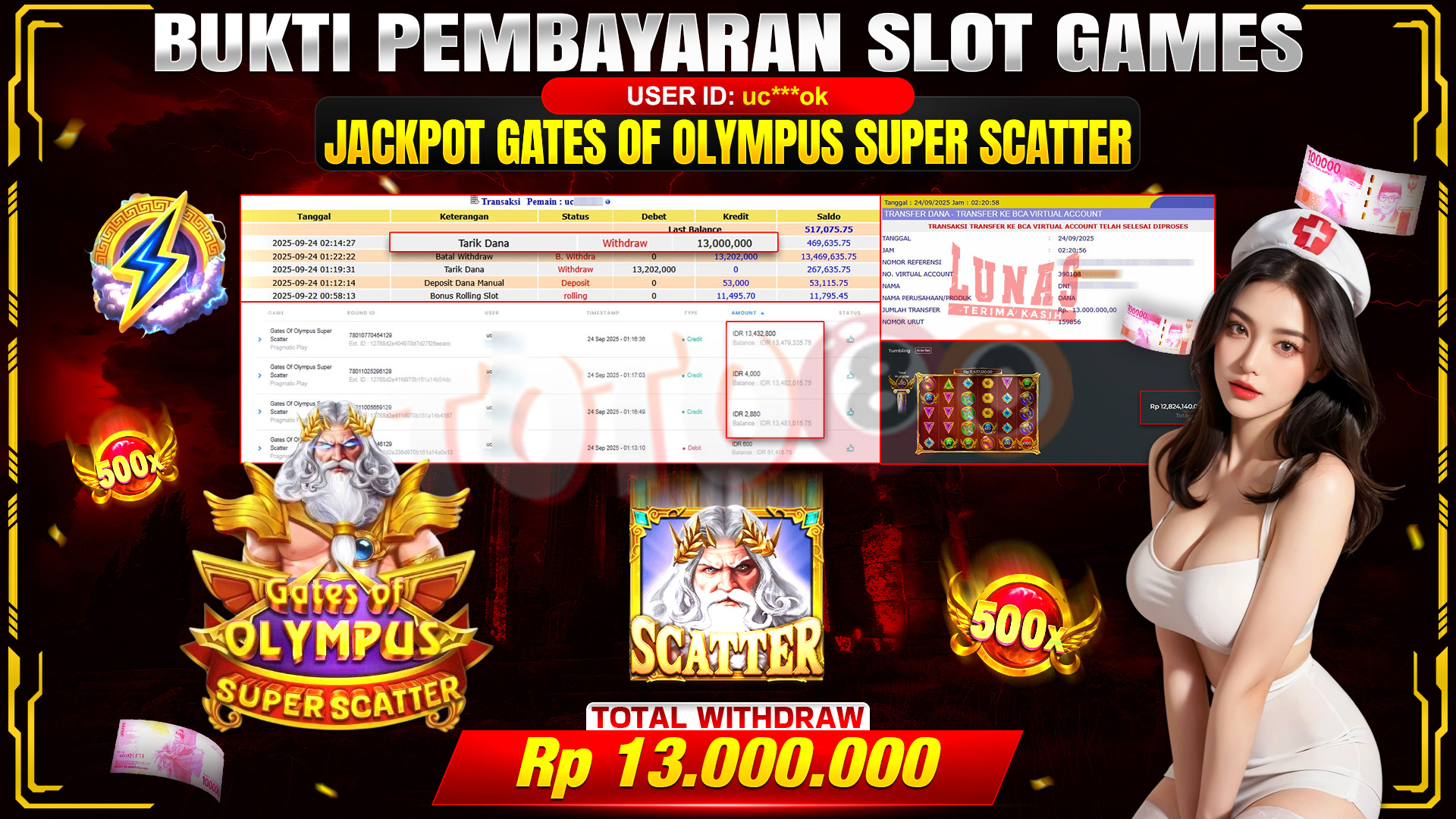 🎉 TOTO80 – JACKPOT SLOT GATES OF OLYMPUS SUPER SCATTER RP.13,000,000,- TELAH DIBAYARKAN! 🎉