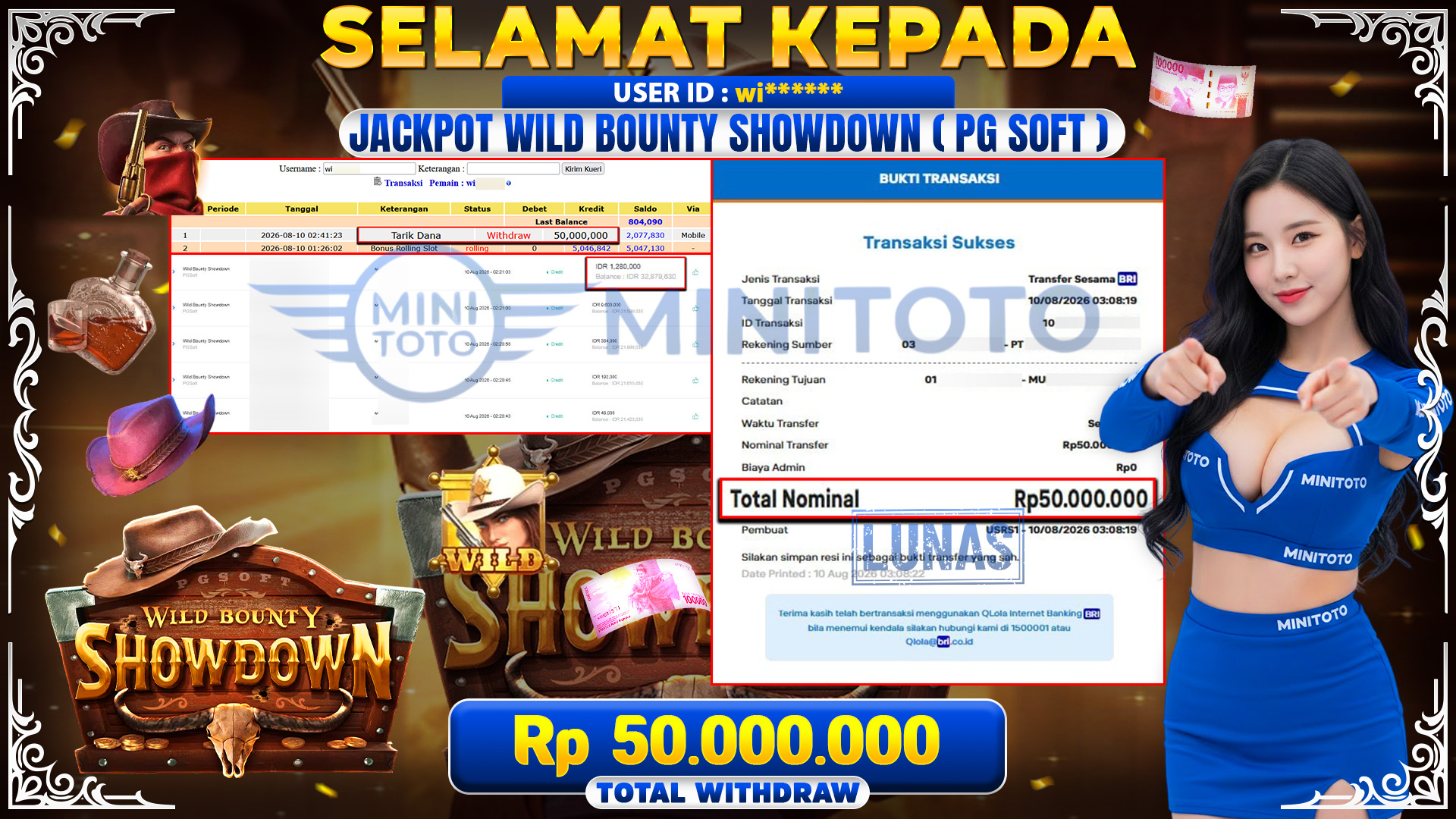 BUKTI JACKPOT WILD BOUNTY SHOWDOWN - PG  SOFT