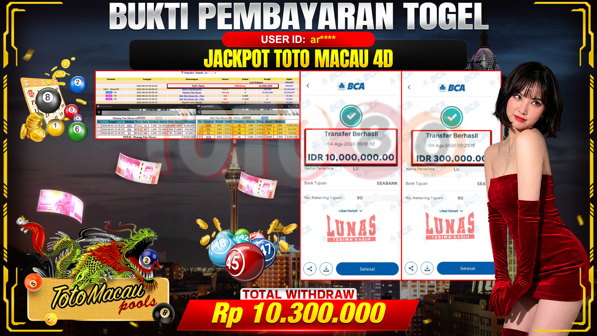 💰🎉 TOTO80 – JACKPOT TOGEL TOTO MACAU 4D RP. 10,300,000,- TELAH DIBAYARKAN!💰🎉