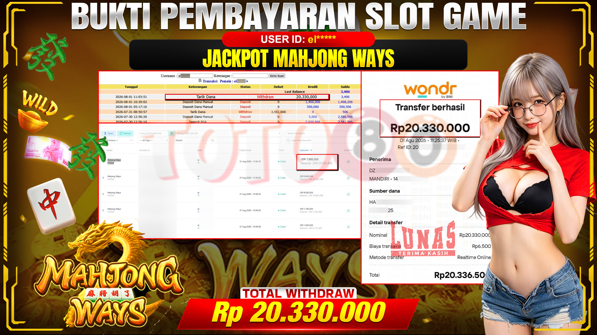 💰🎉 TOTO80 – JACKPOT SLOT MAHJONG  WAYS  RP. 20,330,000,-  TELAH DIBAYARKAN!💰🎉