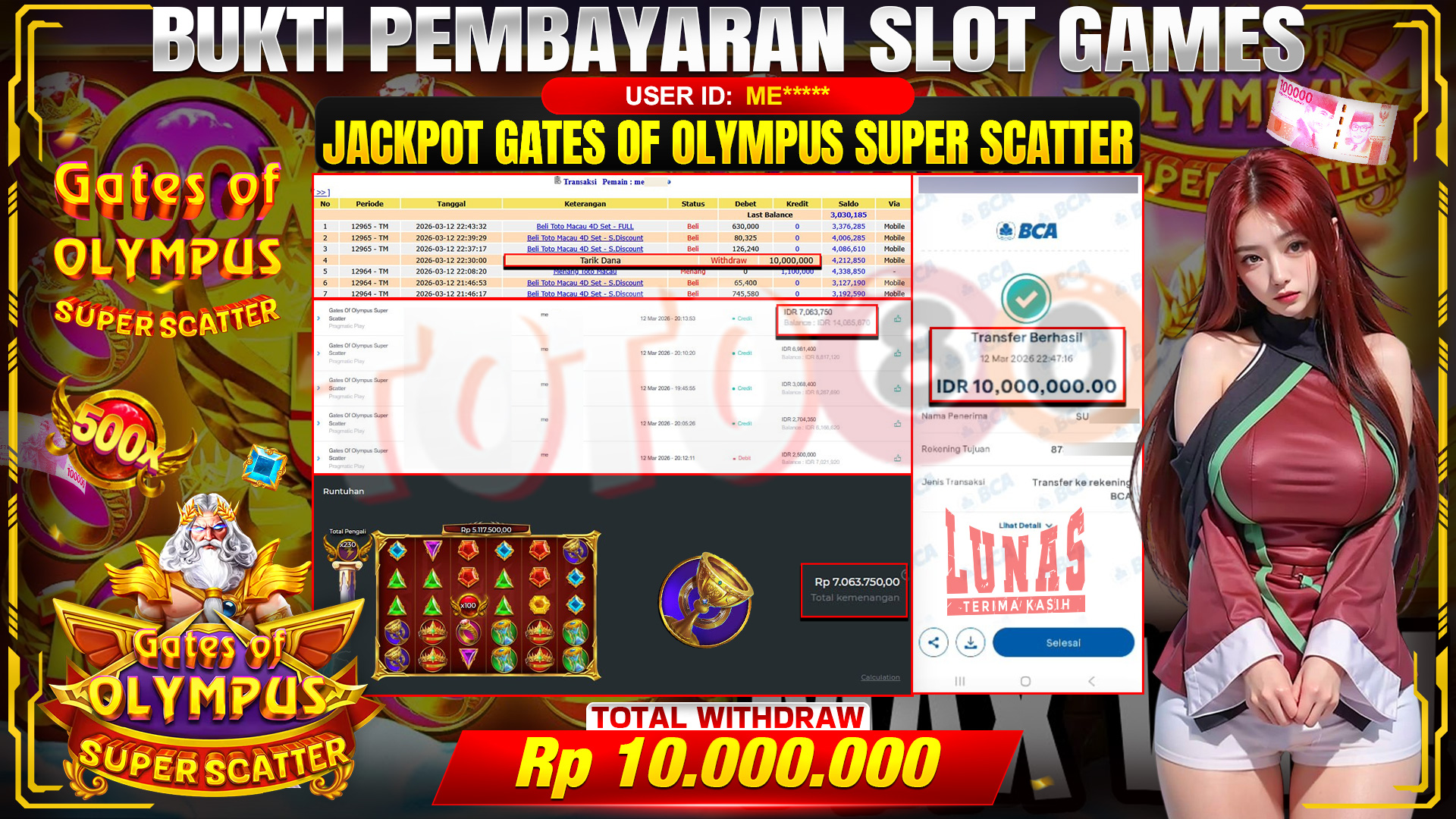 🎉 TOTO80 – JACKPOT SLOT GATES OF OLYMPUS SUPER SCATTER . 10,000,000,- TELAH DIBAYARKAN! 🎉