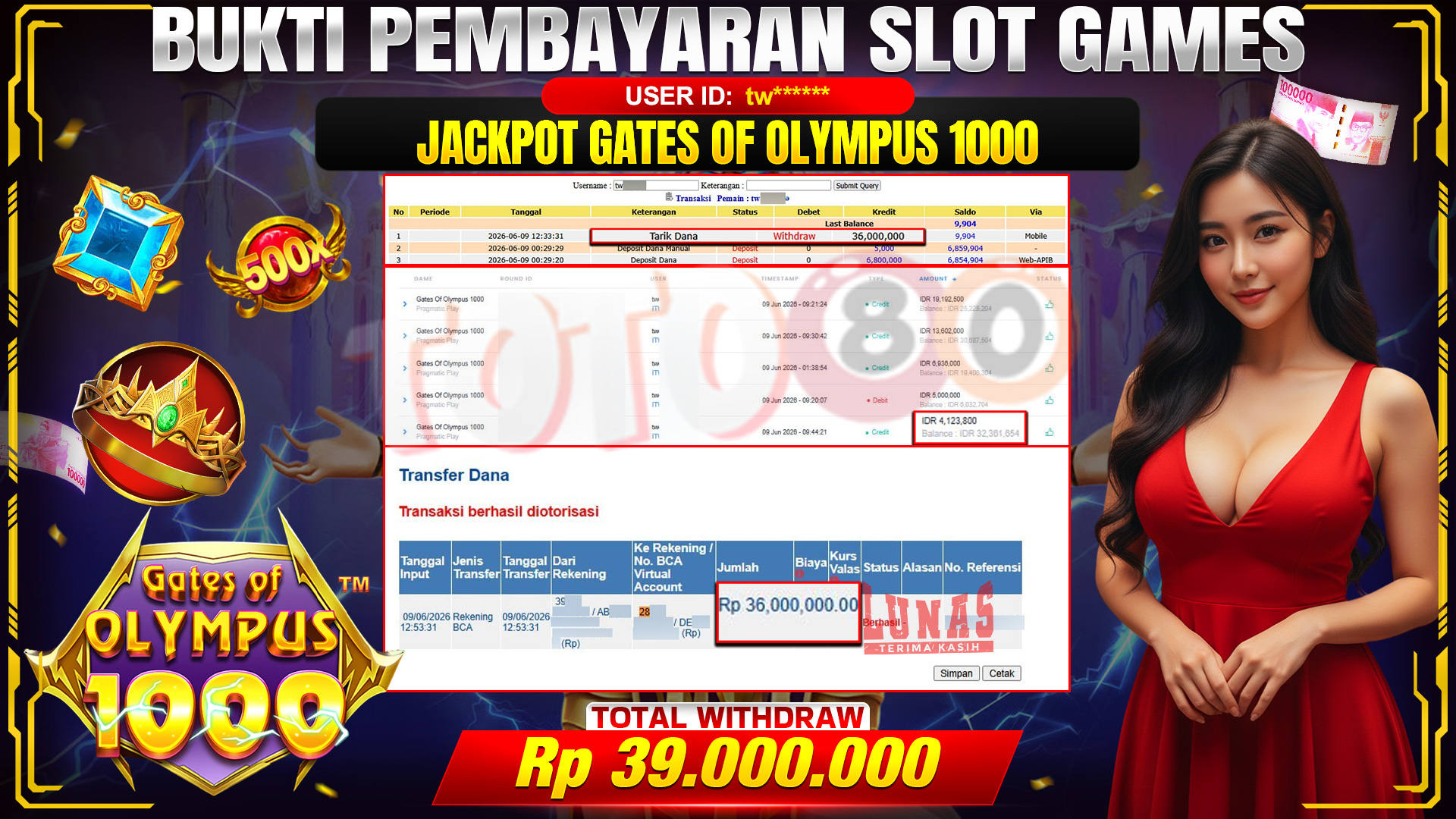 💰🎉 TOTO80 – JACKPOT SLOT GATES OF OLYMPUS 1000  RP. 39,000,000,- TELAH DIBAYARKAN!💰🎉