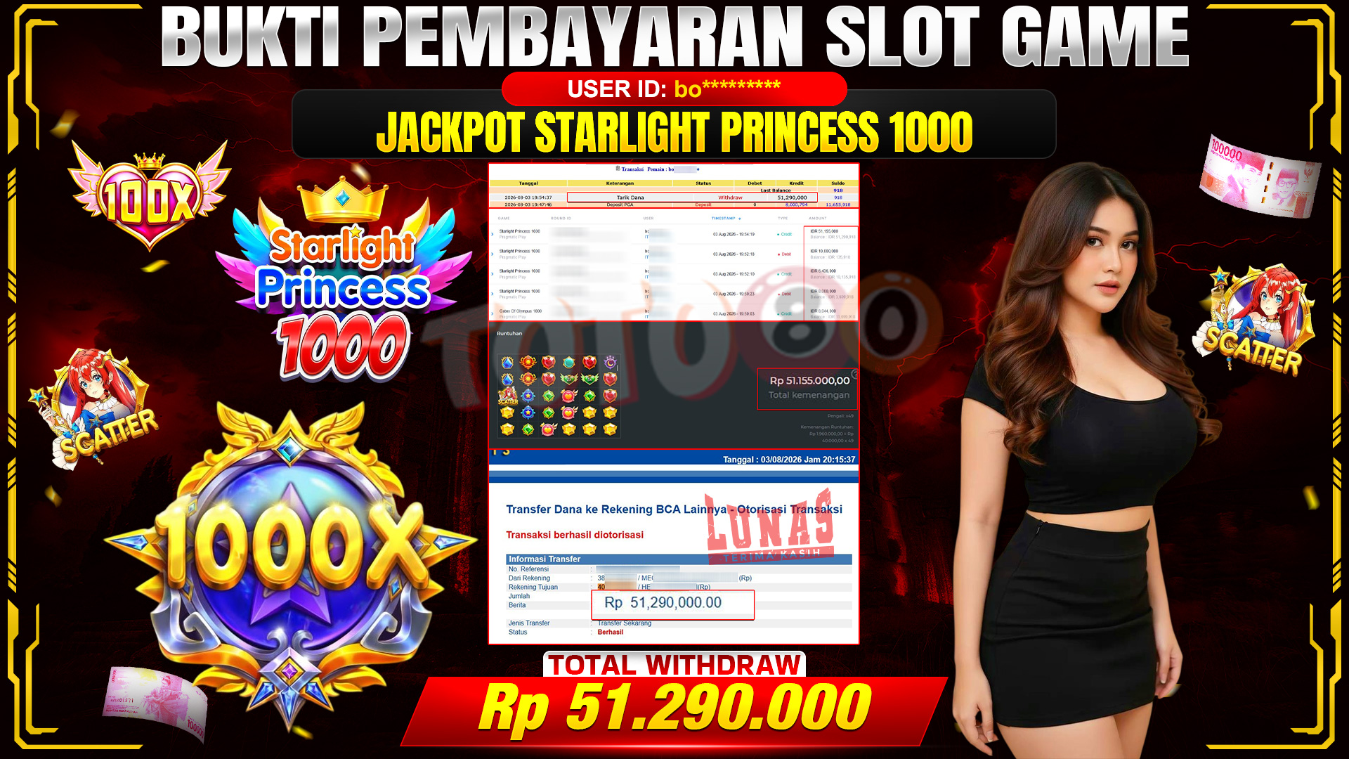 💰🎉 TOTO80 – JACKPOT SLOT STARLIGHT PRINCESS 1000 RP. 51,290,000,- TELAH DIBAYARKAN!💰🎉