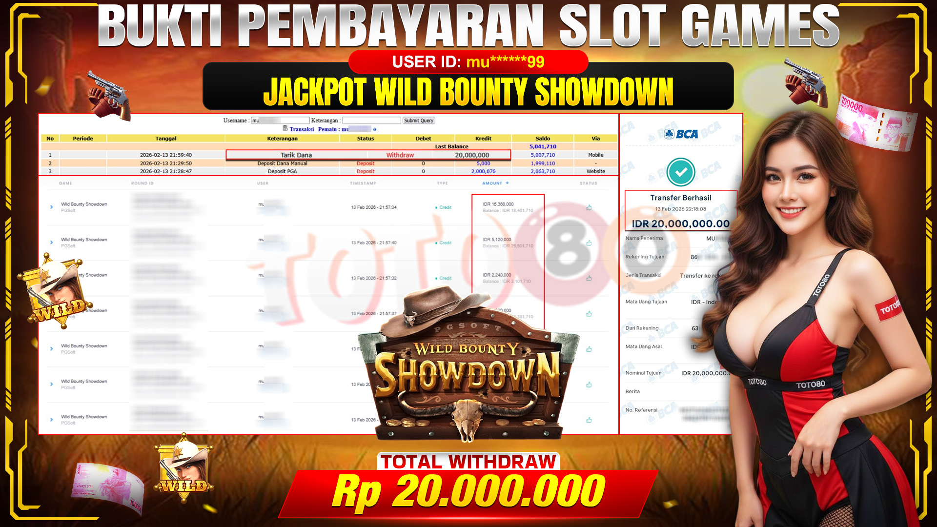 🎉 TOTO80 – JACKPOT SLOT WILD BOUNTY SHOWDOWN RP. 20,000,000,- TELAH DIBAYARKAN! 🎉