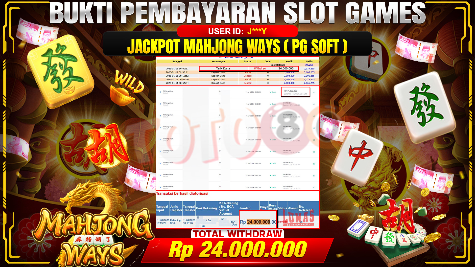 🎉 TOTO80 – JACKPOT SLOT MAHJONG WAYS RP. 24,000,000,- TELAH DIBAYARKAN! 🎉