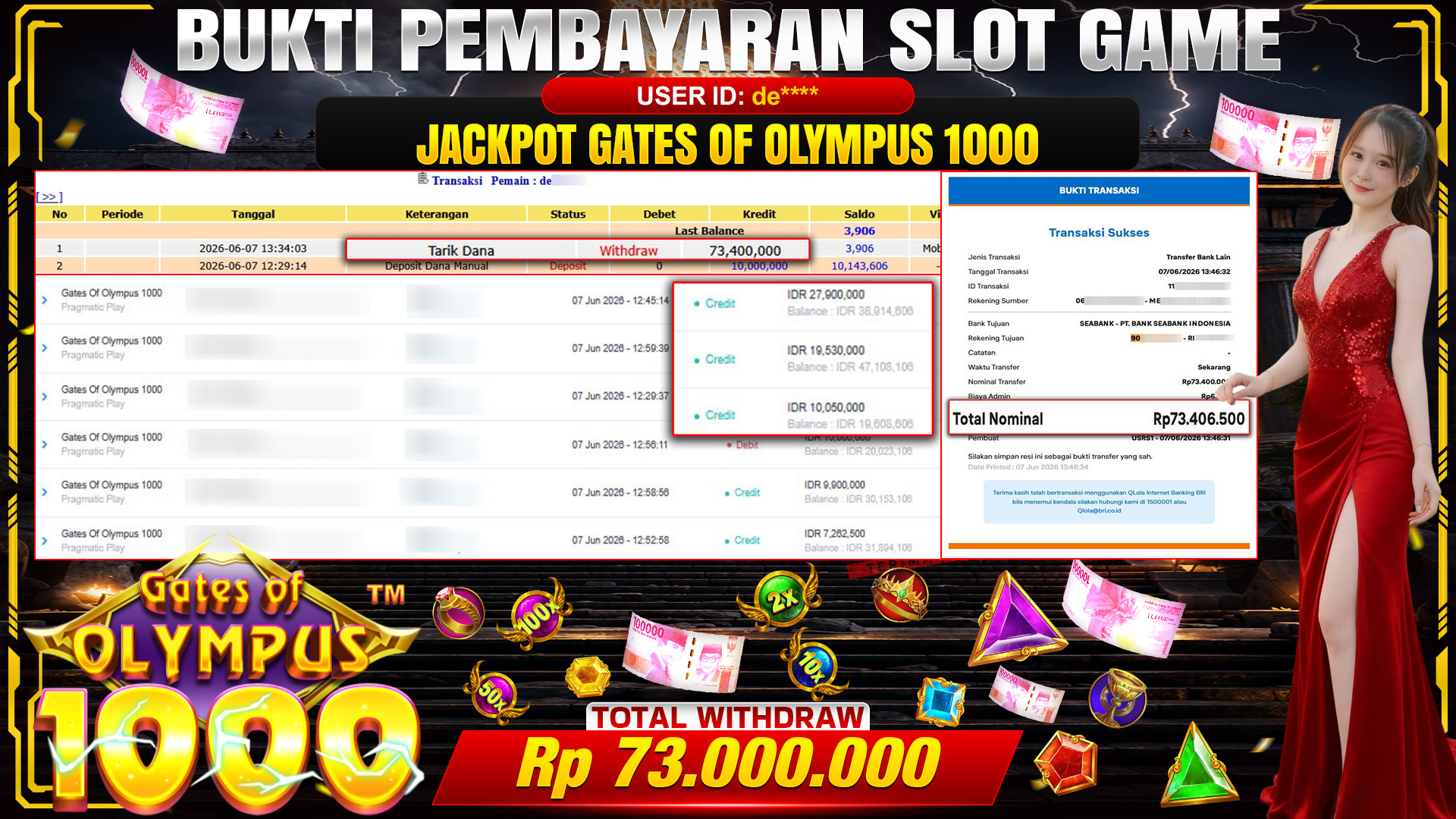 💰🎉 TOTO80 – JACKPOT SLOT GATES OF OLYMPUS 1000  RP. 73,400,000,- TELAH DIBAYARKAN!💰🎉