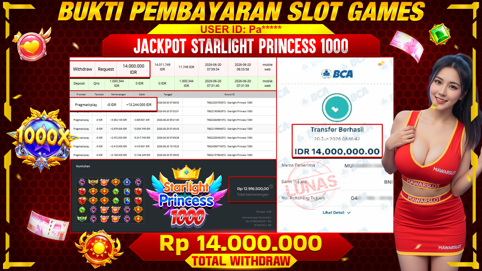 Keajaiban Bintang Dimulai! Starlight Princess 1000 Banjir Maxwin