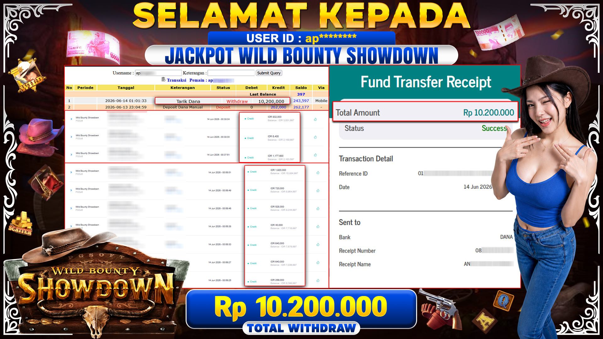 BUKTI JACKPOT WILD BOUNTY SHOWDOWN-PG SOFT
