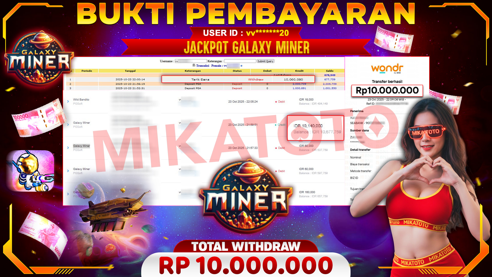 🏆 SELAMAT KEPADA PEMENANG JACKPOT DI Galaxy Miner - Pragmatic Play 10,000,000🏆