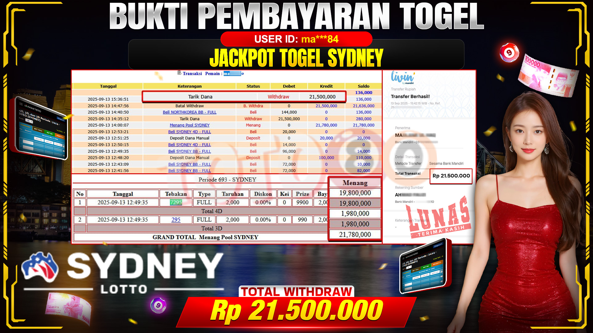 🎉 TOTO80 – JACKPOT TOGEL SYDNEY LOTTO RP.21,500,000,- TELAH DIBAYARKAN! 🎉