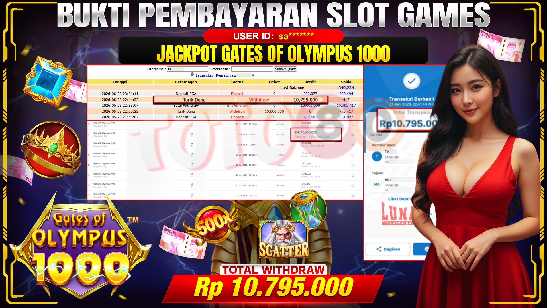 💰🎉 TOTO80 – JACKPOT SLOT GATES OF OLYMPUS 1000  RP. 10,795,000,- TELAH DIBAYARKAN!💰🎉
