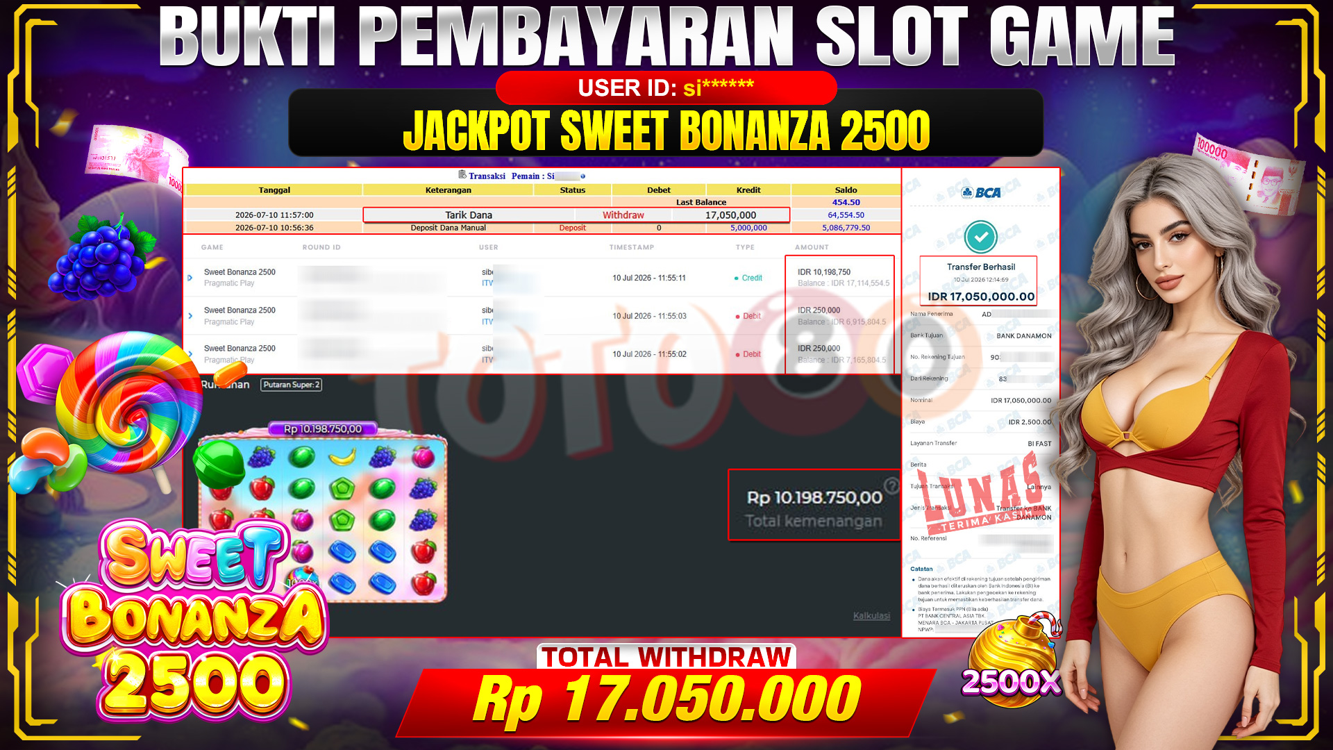 💰🎉TOTO80 – JACKPOT SLOT SWEET BONANZA 2500 . RP. 17,050,000,- TELAH DIBAYARKAN! 💰🎉