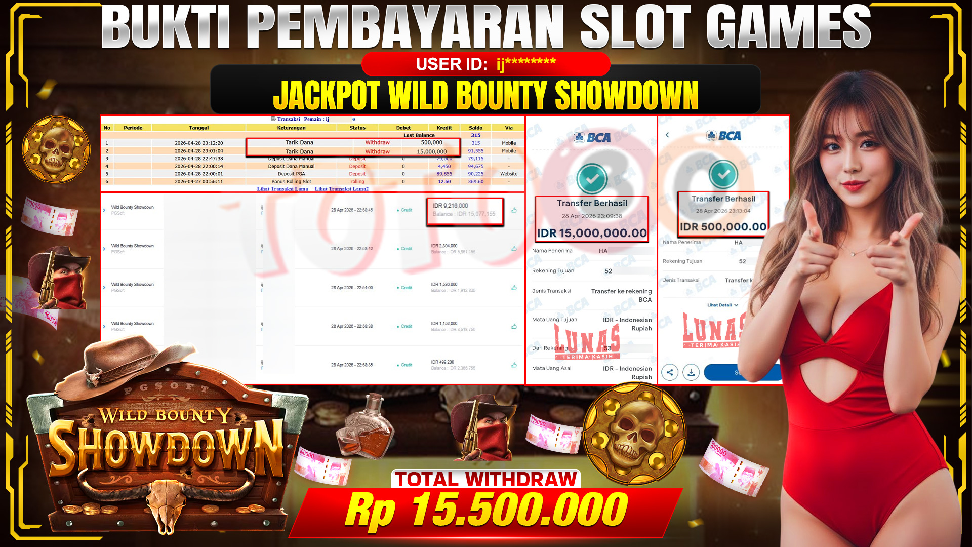 💰🎉 TOTO80 – JACKPOT SLOT WILD BOUNTY SHOWDOWN RP. 15,500,000,- TELAH DIBAYARKAN!💰🎉