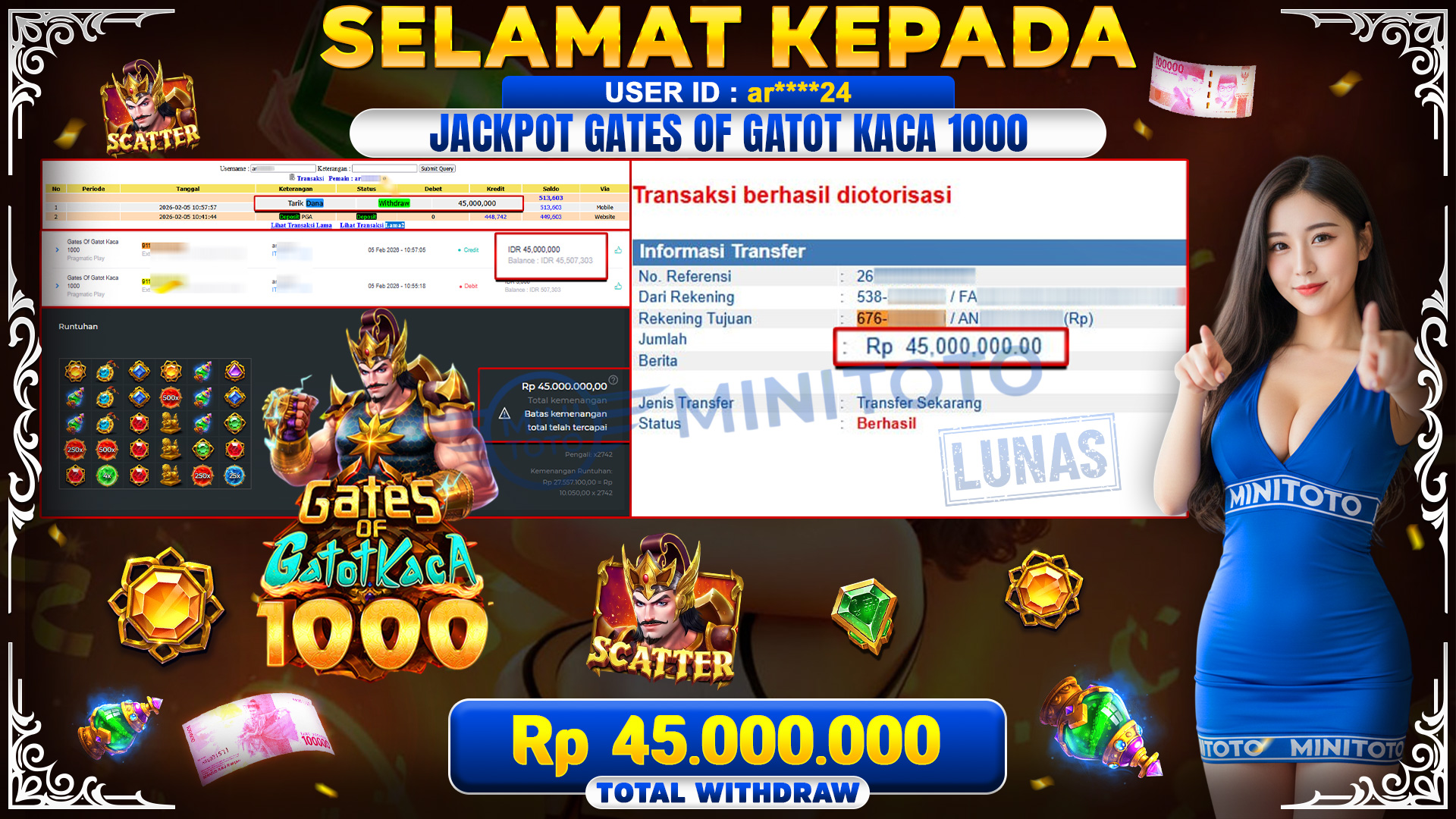 JACKPOT GATES OF GATOT KACA 1000 ( PRAGMATIC PLAY )