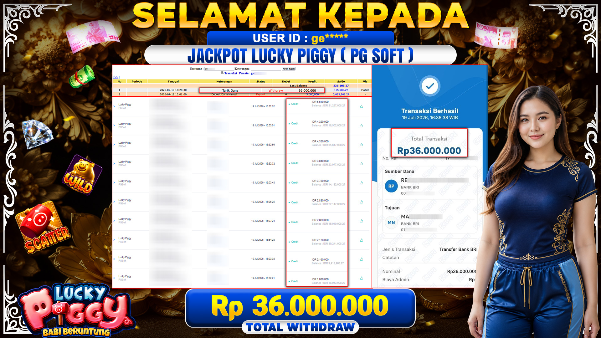 BUKTI JACKPOT LUCKY PIGGY - PG SOFT