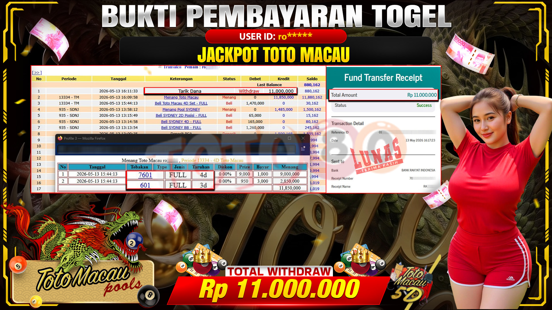 💰🎉 TOTO80 – JACKPOT TOGEL TOTO MACAU 4D RP. 11,000,000,- TELAH DIBAYARKAN!💰🎉