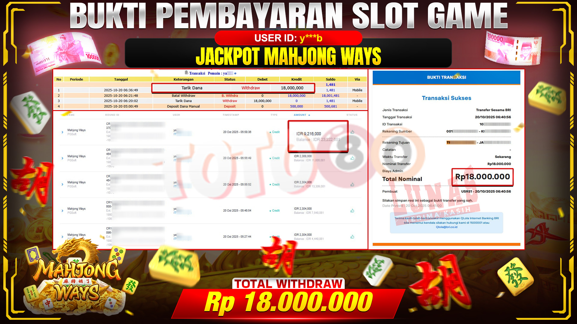🎉 TOTO80 – JACKPOT SLOT MAHJONG WAYS RP.18.000.000,- TELAH DIBAYARKAN! 🎉