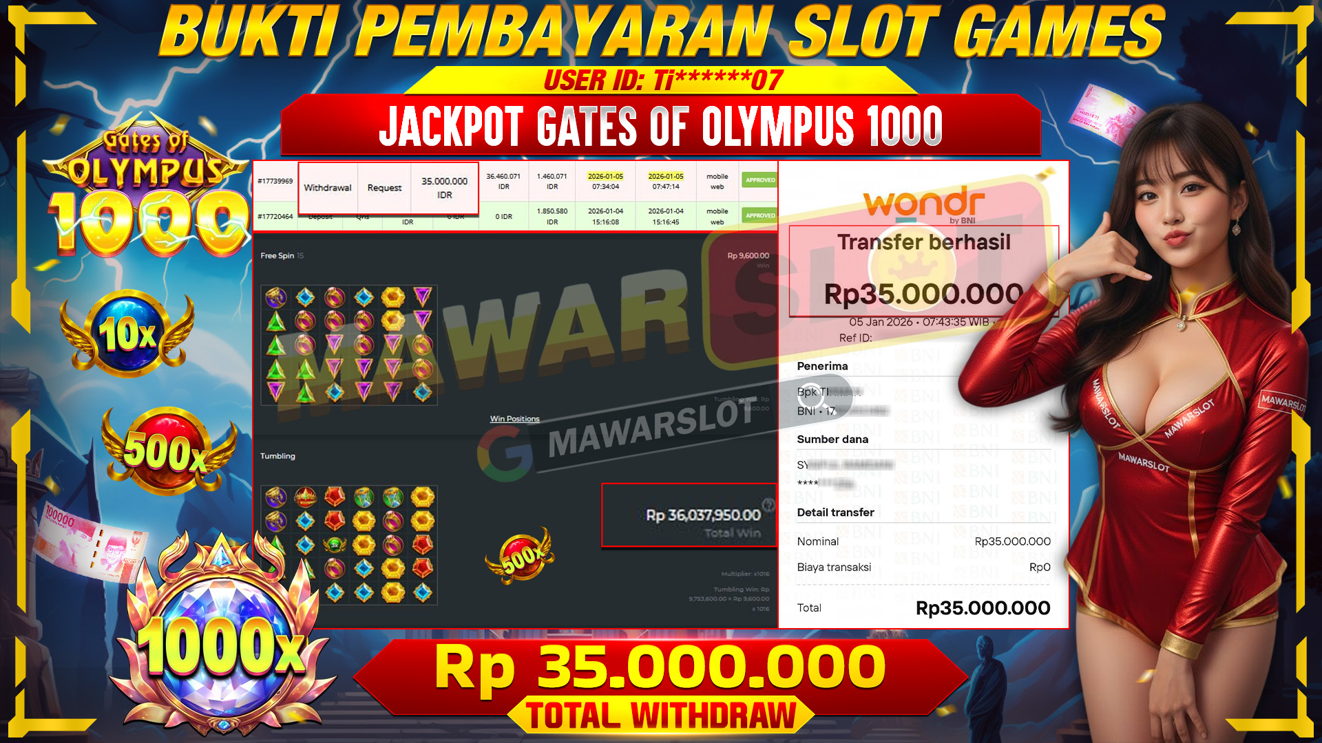 BUKTI JACKPOT GATES OF OLYMPUS 1000