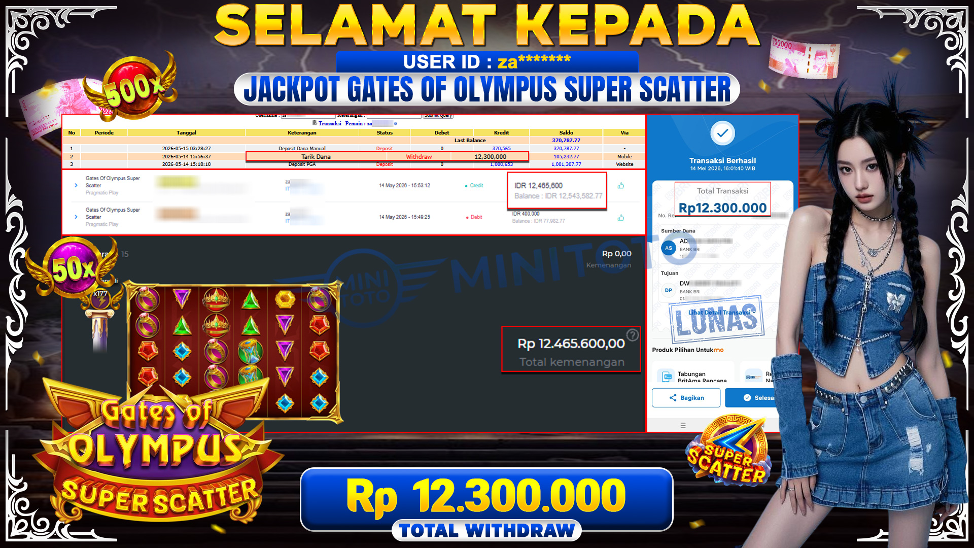 BUKTI JACPOT Gates Of Olympus Super Scatter Pragmatic Play