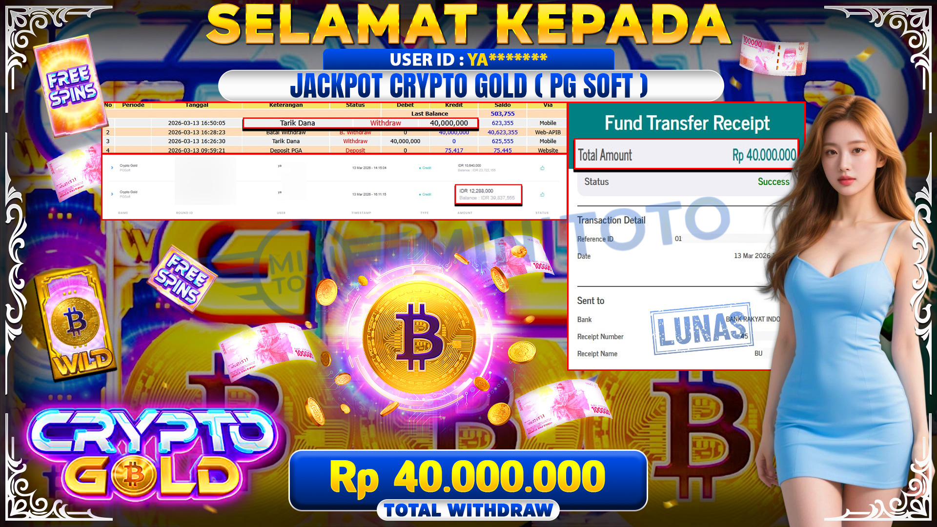 BUKTI JACPOT Crypto Gold PGSoft