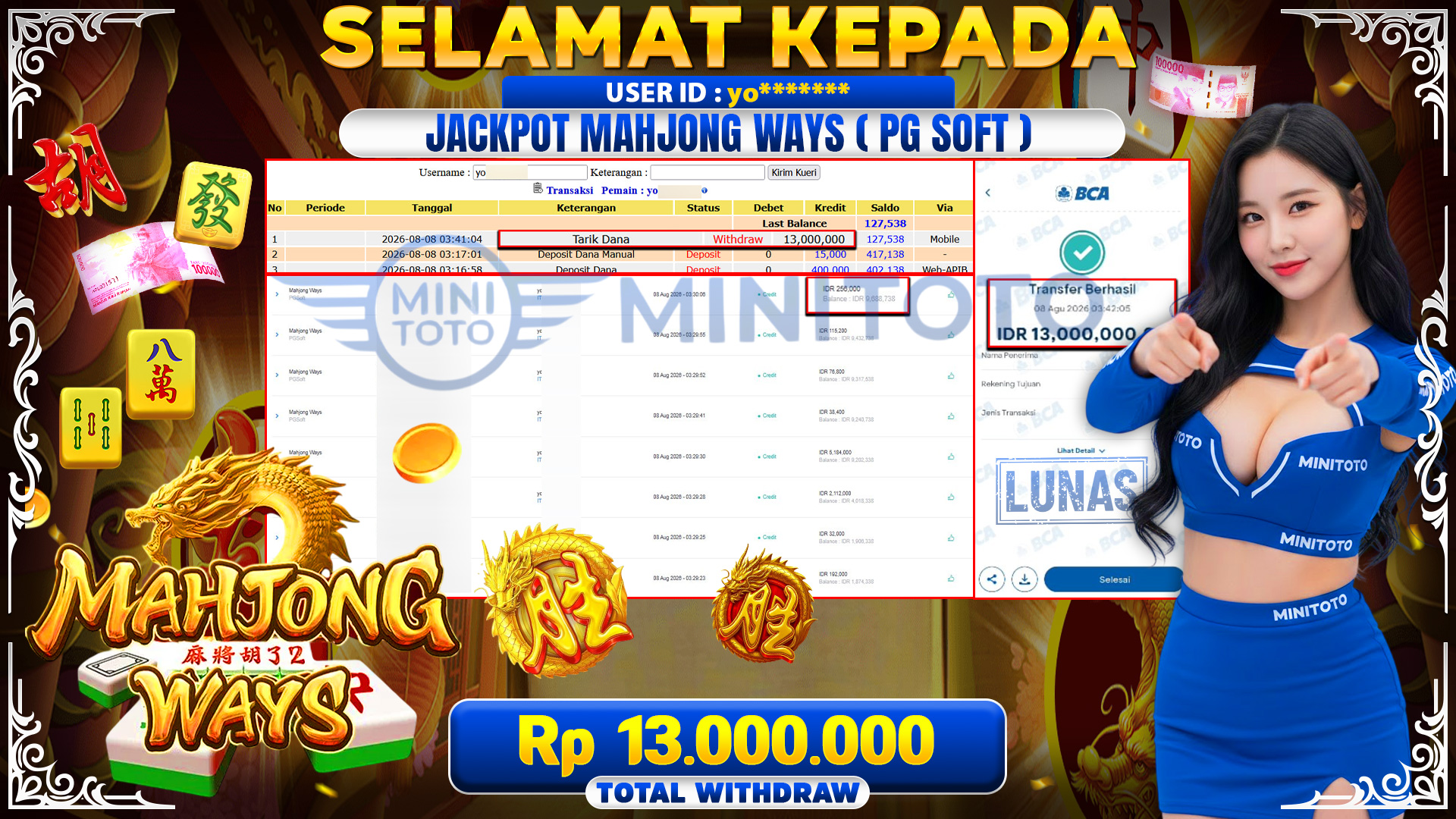 BUKTI JACKPOT MAHJONG WAYS   - PGSOFT 