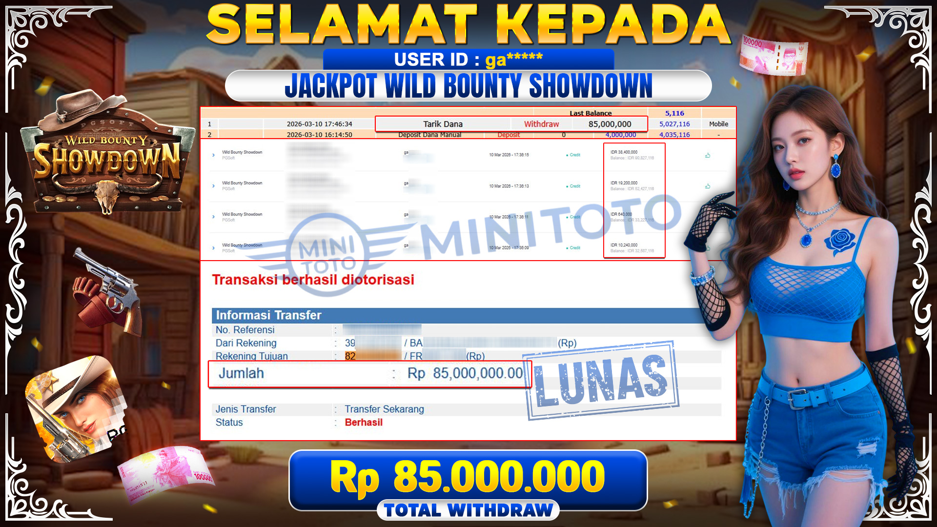 BUKTI JACPOT Wild Bounty Showdown - PG SOFT