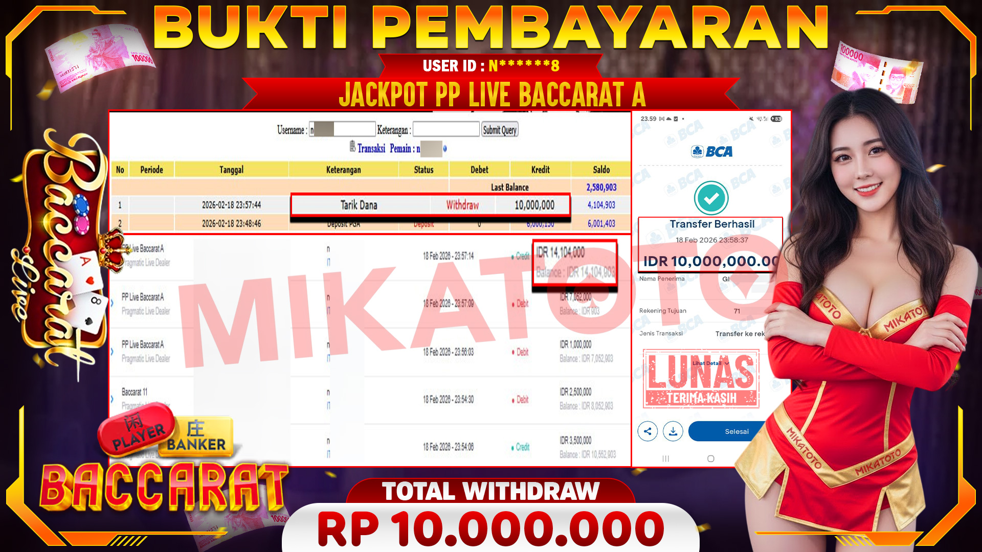 🏆 SELAMAT KEPADA PEMENANG JACKPOT DI PP Live Baccarat A - Pragmatic Live Dealer 10,000,000🏆