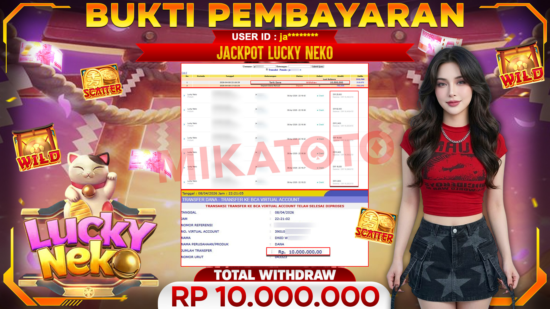🏆 SELAMAT KEPADA PEMENANG JACKPOT DI Lucky Neko - PGSoft 10,000,000🏆