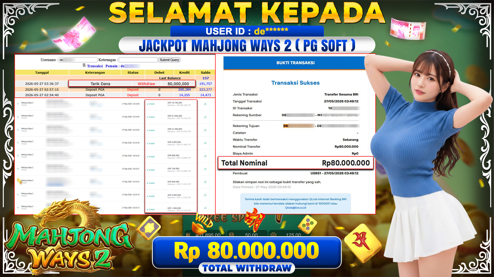 BUKTI JACKPOT MAHJONG WAYS 2 - PG SOFT